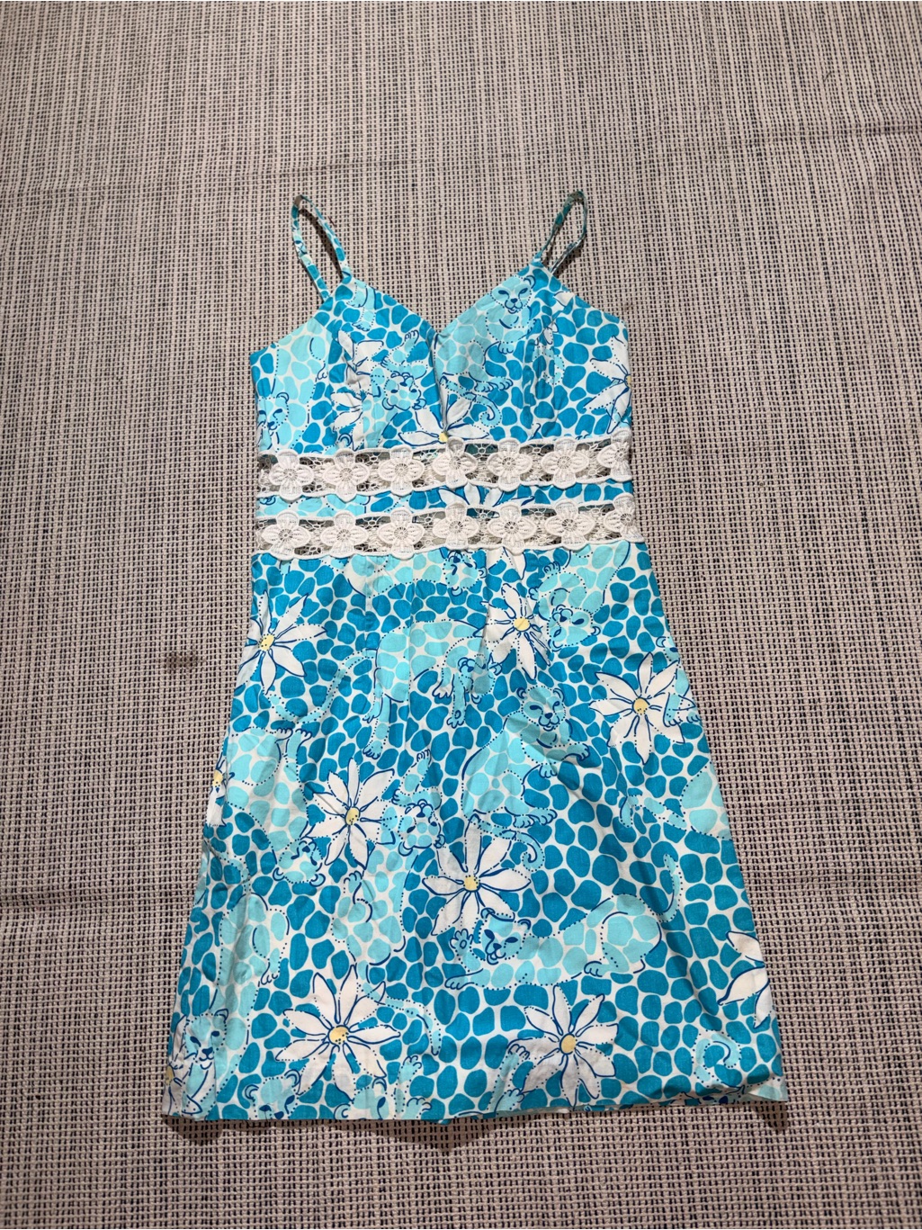 Lilly Pulitzer Women's Sleeveless Floral Mini Dress Size 4 In Blue/White